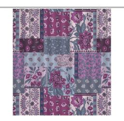 Patchwork Flower Purple Shower Curtain Spring Colorful Wildflower Retro Boho Rustic Farmhouse Art Print Waterproof Bath Curtain for Bathroom Decor wit