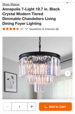 Crystal Modern Tiered Dimmable Chandelier Living Dining Foyer Lighting