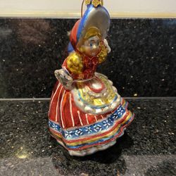 Vintage Little Bo Peep Glass Blown 5" Tall Christmas Ornaments