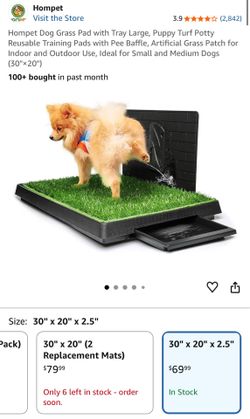 Hompet Dog Grass Pad with Tray Large, Puppy Turf Potty Reusable Training Pads with Pee Baffle, Artificial Grass Patch for Indoor and Outdoor Use, Idea