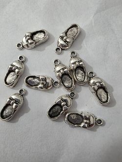 Silver Baby Shoe Charms – Set of 10