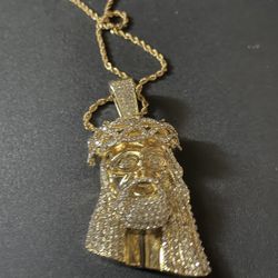 18k Gold Finish Jesus Chain