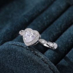 Sweet Pure Heart CZ Fashion Shiny Diamonds Silver Plated Heart