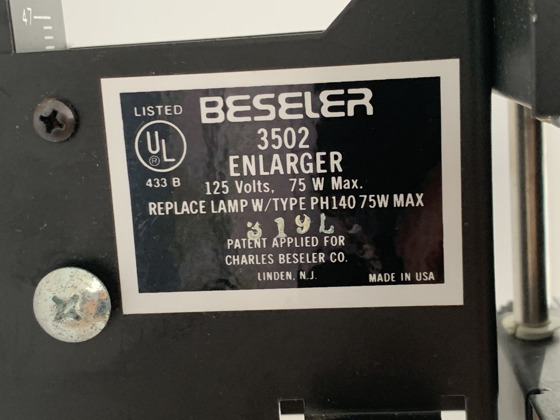 3502 Beseler Cadet II Black & White 35mm Film Enlarger with Lens & Negative Carrier.