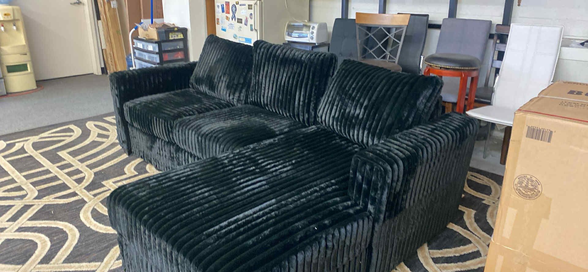New Sectional Jumbo Corduroy Couch with Chaise! Free Assembly! 