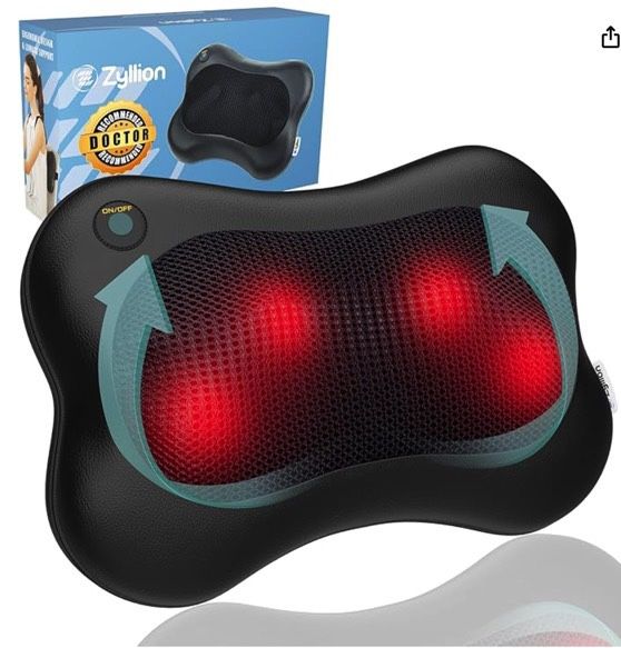NEW In-BOX Zyllion Shiatsu Powerful Back and Neck Massager with Heat - 3D Kneading Deep Tissue Electric Massage