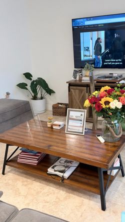Rustic Wood and Metal Coffee Table