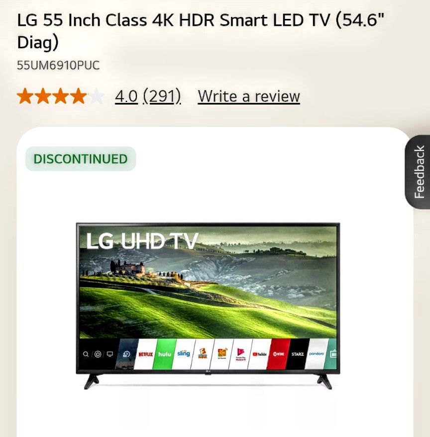 LG 55 Inch Web OS 4K HDR TV