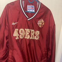 Vintage San Francisco 49ers 50th Anniversary Reebok NFL Proline Pullover Jacket 