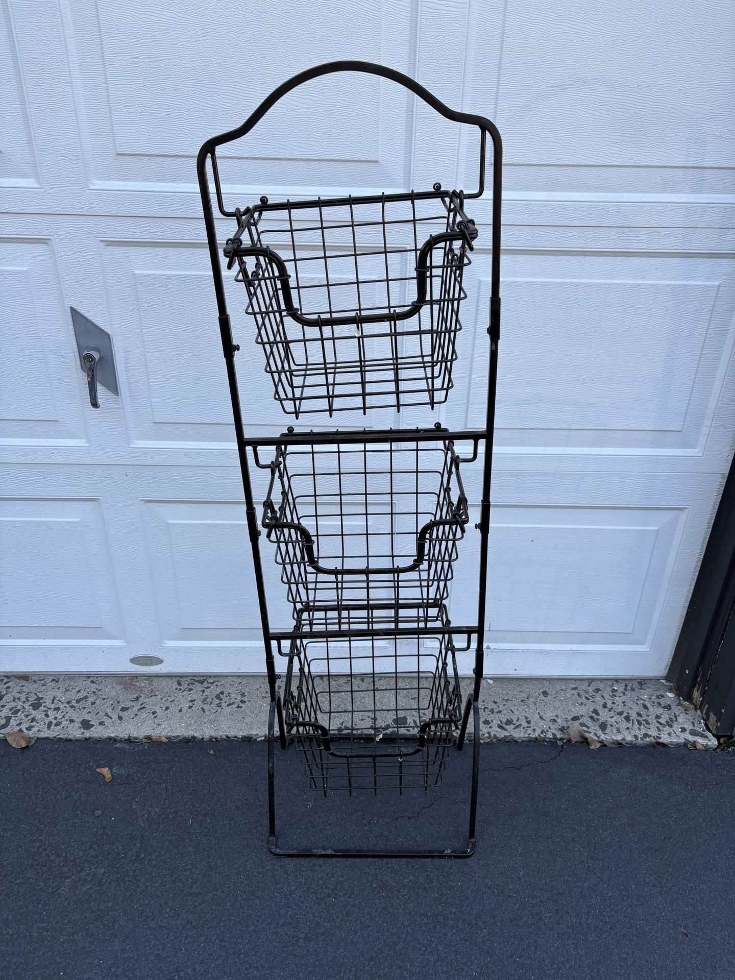 3 Tier Metal Wire Storage Basket Stand with Removable Baskets Black