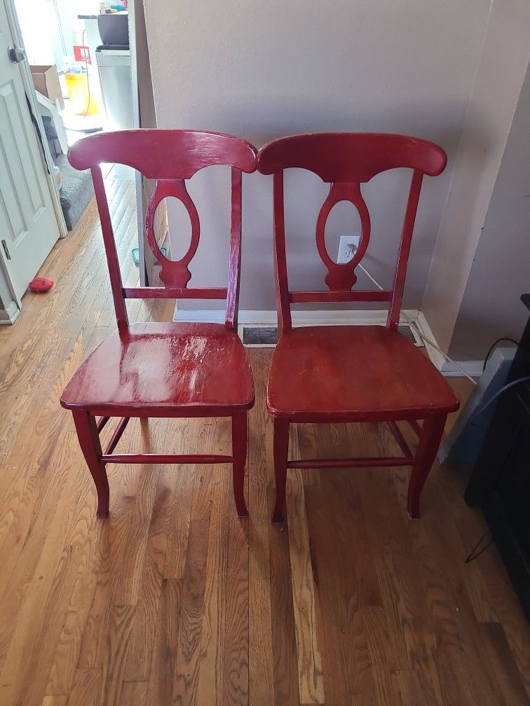 2 Solid Wooden Chairs