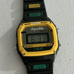  Aqualite Digital Backlight Chronograph Yellow Sport Watch 30m 