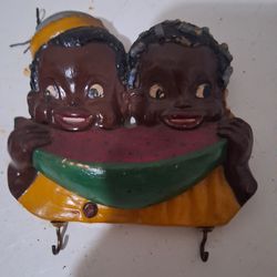 vintage 50s kitchen wall plaques w/hooks for keys,etc