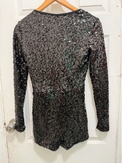 Black Glitter Short Romper