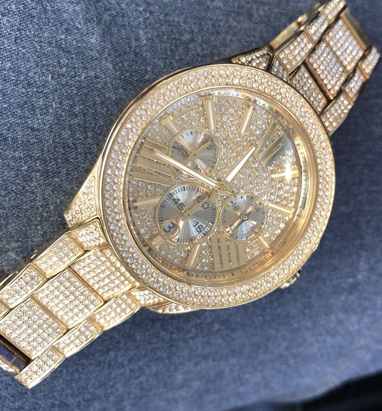 MICHAEL KORS Wren Pavé Gold-Tone Watch MK 6355