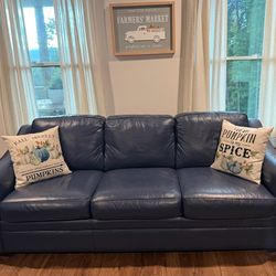 Navy Blue leather Sofas Set Of 2 Or Individual 