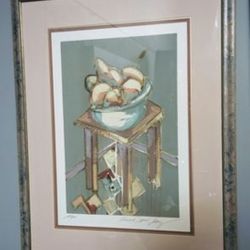 Vintage Still Life Monoprint | Signed Ronald David Thompson