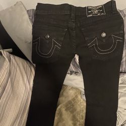 Black True Religion Relaxed  Skinny Jeans 