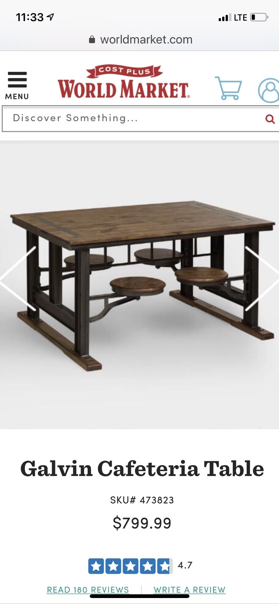 Galvin Cafeteria Table