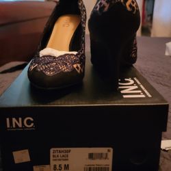 INC Black Lace Heels