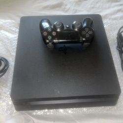Sony PlayStation 4 Slim Original Black with Wires and Controller