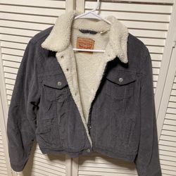 Levi Strauss Corduroy Trucker With Sherpa Lining Medium