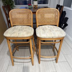 Rattan/Cane Back Bar Stools