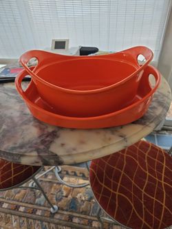 2 Rachel RAY Orange OVen Ware.