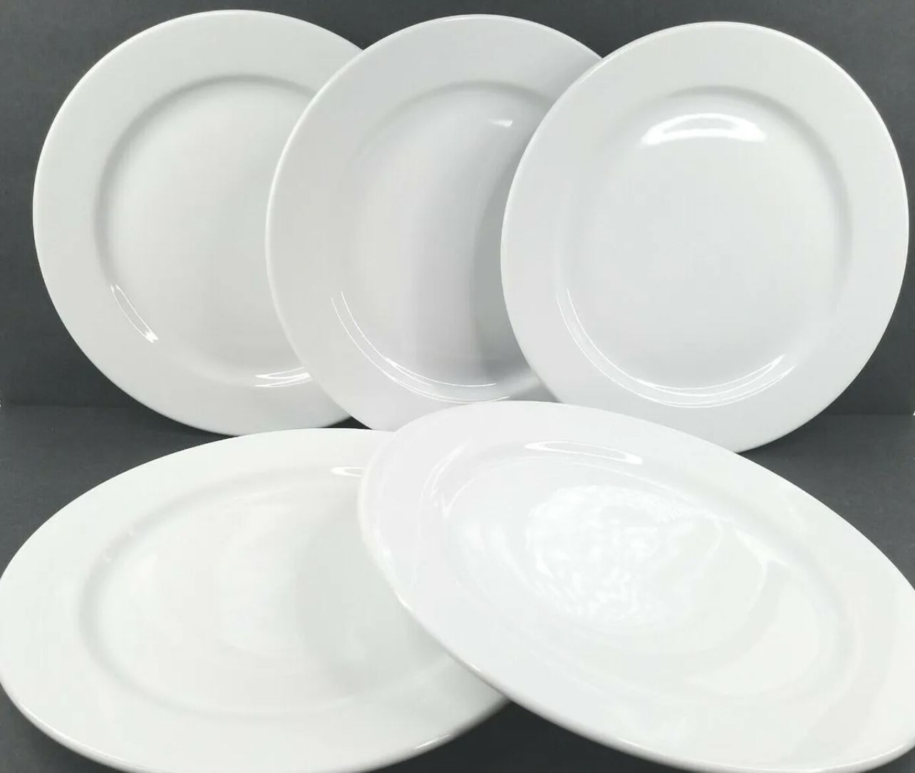 5 Crate & Barrel Diner Solid White Chop Plates Set 12" Charger Dinner Poland Lot