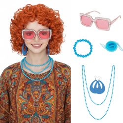 Mrs Rooer Three’s Company 70s Retro Wig and Accessories Costume
