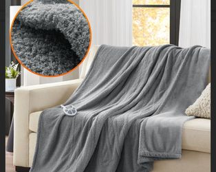 Serta Heated Blanket, Electric Twin 62"x84", Grey – New