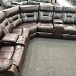 New Brown Power Recliner Sectional Couch Only $50 Down Payment