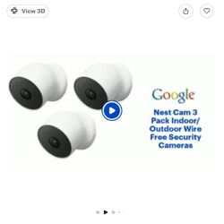 Nest Cam Three Pack Indoor Outdoor Wireless Security Cameras