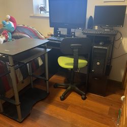 LenovoThinkCenter i5 All In One Computer, Dell Monitor, Dell Desktop Computer, And 2 Desks