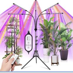 Grow Lights for Indoor Plants,5 Heads Red Blue White Full Spectrum Plant Light with 15-60" Adjustable Tripod Stand, Indoor Grow Lamp with Remote Contr