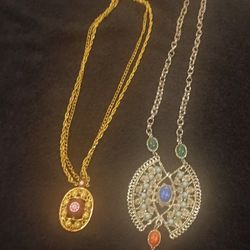 Vintage Jewelry Necklace Pendant Gold Silver  - Celebrity NY