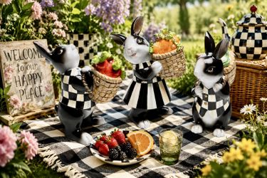 Adorable Set of 3 MacKenzie-Childs Cabbage Garden Bunnies π·