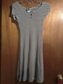 Brown and white striped dress