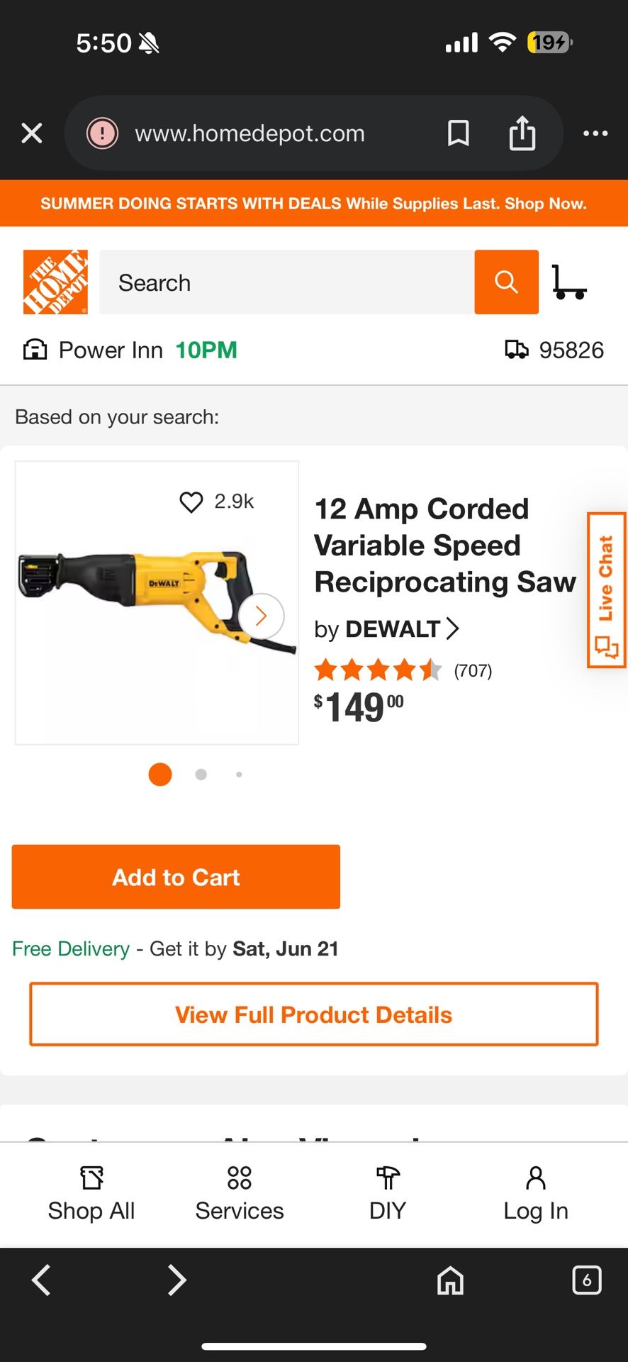 Dewalt 12amp Corded Reciprocating Saw