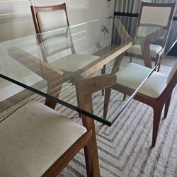 Beautiful Glass Wood Dining Table 