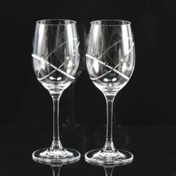 WEDGEWOOD CRYSTAL PROMISE WINE GLASSES (set of 2) WITH CRYSTALS IN ORIGINAL BOX
