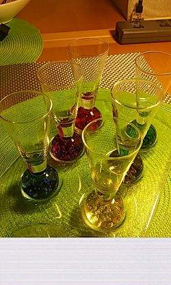 Fireball vodka glass shot set with liquor tray
