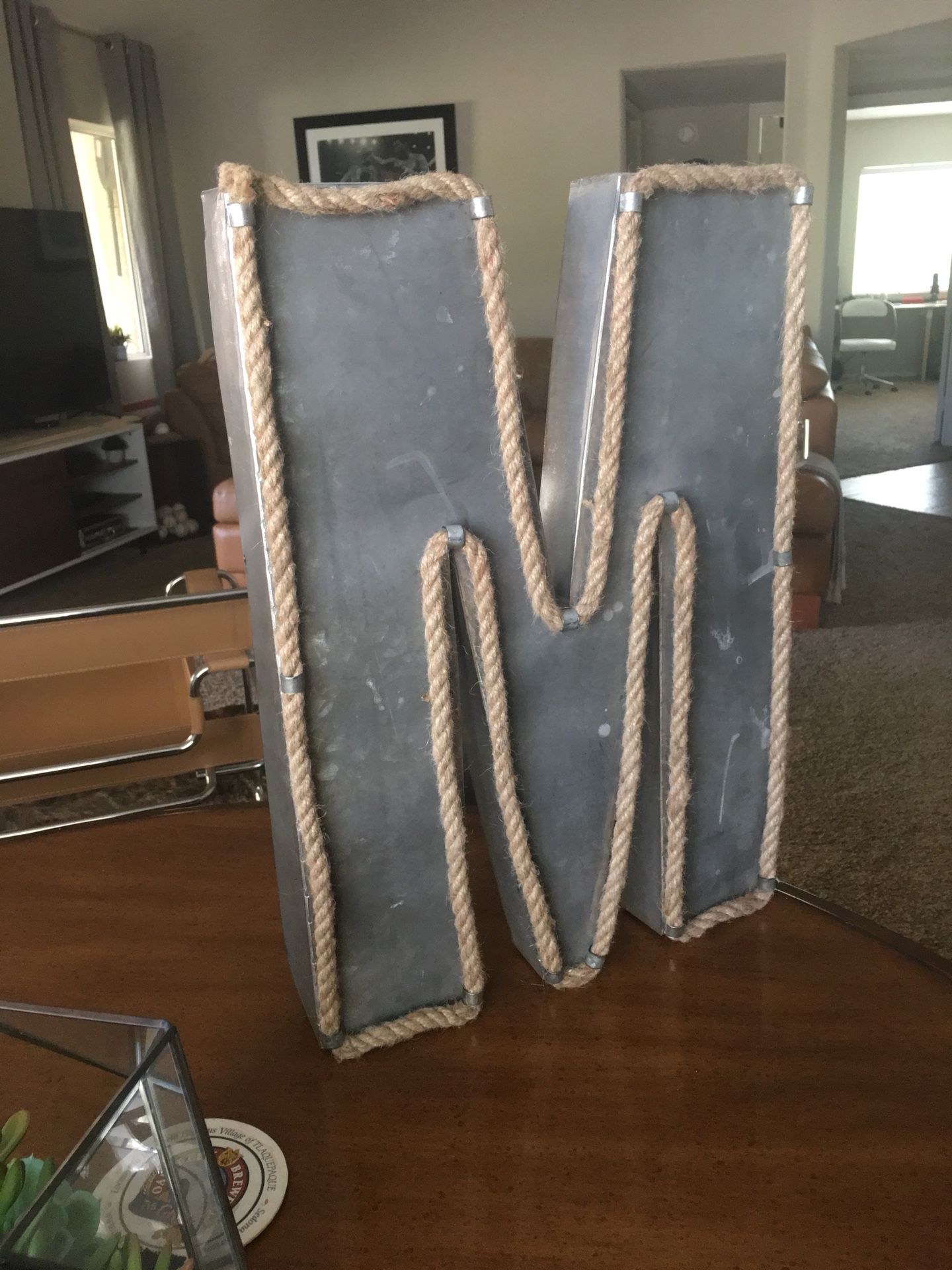 Metal and Rope Letter M Wall Art