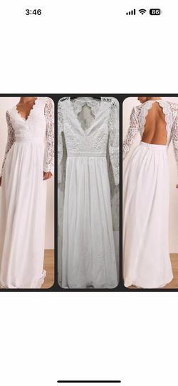 LULUS White Awaken My Love Long Sleeve Maxi Dress**size Medium , New Whit Tags..