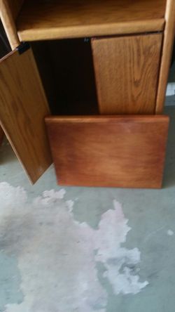 Nice 4-Piece entertainment center glass shelves in the glass part and wood shelves in the bottom part need gone ASAP $75.00