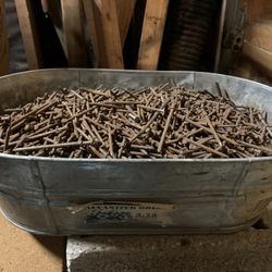 Galvanized Metal Tub with 39+ Pounds of 16D & 8D Duplex Nails