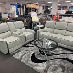 NEW YEAR SALE‼️Gorgeous Grey Power Reclining Sofa&Loveseat $1299