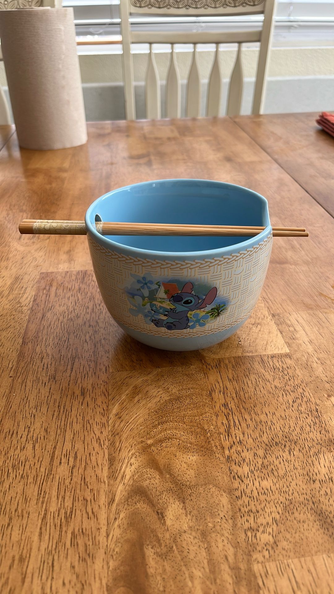 stitch ramen bowl with chopsticks