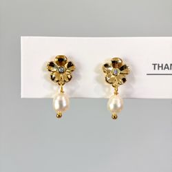 925 Silver Earpost Cherry Blossom Real Freshwater Pearl Earrings