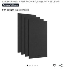 New Sealed Acoustic Panels, 4 Pack ROOM KIT, Large, 46" x 23", Black